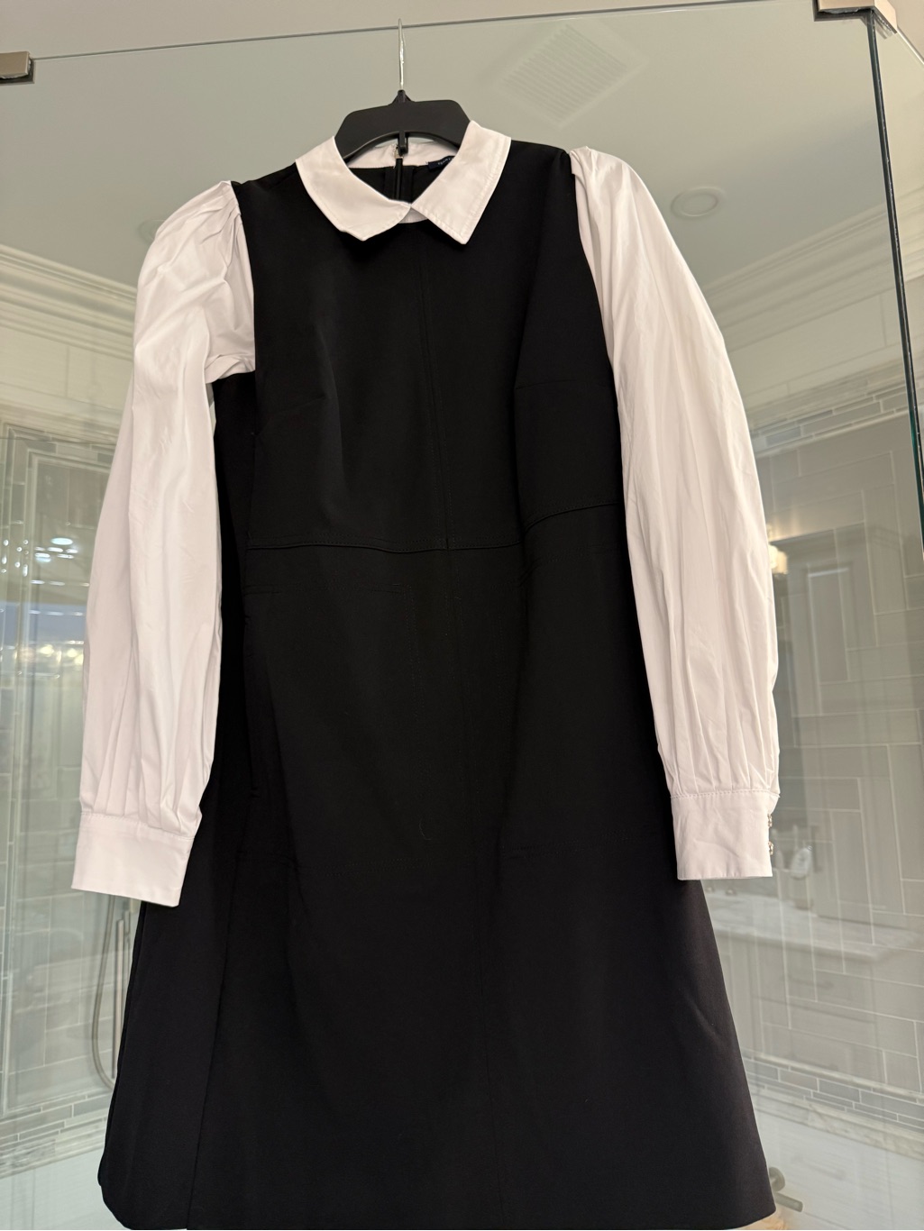 Tommy Hilfiger Black Mini Dress With White Collared Sleeves